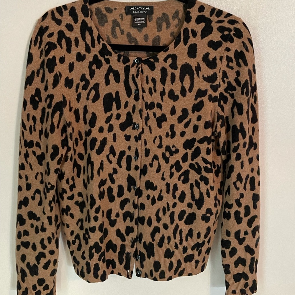 Lord & Taylor animal print cashmere sweater